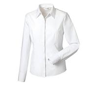 Russell Collection Ladies/Womens Long Sleeve Poly-Cotton Easy Care Fitted Poplin Shirt (XL) (White)