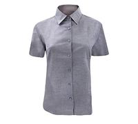 Russell Collection Ladies/Womens Short Sleeve Easy Care Oxford Shirt (L) (Silver Grey)
