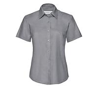 Russell Collection Ladies/Womens Short Sleeve Easy Care Oxford Shirt (L) (Silver Grey)