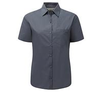 Russell Collection Ladies/Womens Short Sleeve Poly-Cotton Easy Care Poplin Shirt (L) (Convoy Grey)