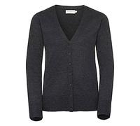 Russell Collection Ladies/Womens V-Neck Knitted Cardigan (L) (Charcoal Marl)