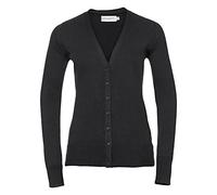 Russell Collection Ladies/Womens V-neck Knitted Cardigan (M) (Black)