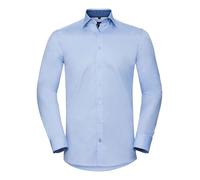 Russell Collection Long Sleeve Contrast Herringbone Shirt Easy Care Workwear
