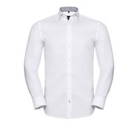 Russell Collection Long Sleeve Contrast Herringbone Shirt Easy Care Workwear