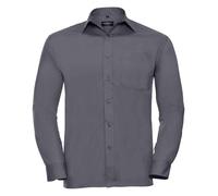 Russell Collection Long Sleeve Easy Care Poplin Shirt Classic Collar Workwear
