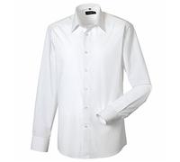 Russell Collection Long Sleeve Polycotton Easycare Fitted Poplin Shirt - White - 3XL