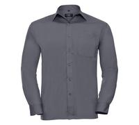 Russell Collection Long Sleeve Polycotton Poplin Shirt Classic Style Easycare