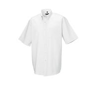 Russell Collection Men’s Short Sleeve Easy Care Oxford Shirt (White, 19 inch)