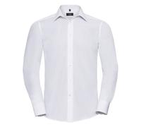 Russell Collection Men's Classic Cotton Poplin Long-Sleeved Shirt in White | Size: 4XL Russell Collection White 4XL