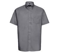 Russell Collection Men's Classic Oxford Short-Sleeved Shirt in Silver | Size: Medium Russell Collection Silver M