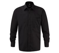 Russell Collection Men's Cotton Poplin Easy-Care Shirt in Black | Size: 17.5 in Russell Collection Black 17.5 in