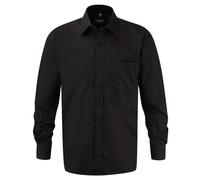 Cotton Poplin Easy-Care Shirt Russell Collection Black 15.5 in