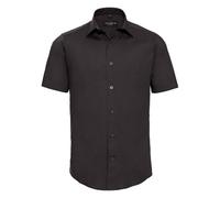 Russell Collection Men's Easy-Care Fitted Short-Sleeved Shirt in Black | Size: 19.5 in Russell Collection Black 19.5 in