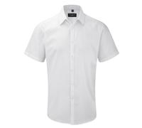 Russell Athletic Collection Mens Herringbone Short-Sleeved Shirt (White) - Size 17.5 inch
