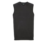 Russell Collection Mens Knitted V Neck Sleeveless Sweatshirt - Black - XL - Black - 50% Cotton/50% Acrylic