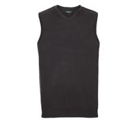 Russell Collection Mens Knitted V Neck Sleeveless Sweatshirt - Black - S - Black - 50% Cotton/50% Acrylic