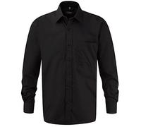 Russell Collection Mens Long Sleeve Easy Care Cotton Poplin Shirt Black XXL