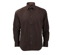 Russell Collection Mens Long Sleeve Easy Care Fitted Shirt (18.5) (Chocolate)
