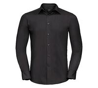 Russell Collection Mens Long Sleeve Poly Cotton Easy Care Tailored Poplin Shirt (2XL) (Black)
