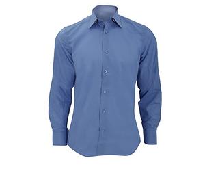 Russell Collection Mens Long Sleeve Poly-Cotton Easy Care Tailored Poplin Shirt (3XL) (Corporate Blue)