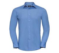 Russell Collection Mens Long Sleeve Poly Cotton Easy Care Tailored Poplin Shirt (4XL) (Corporate Blue)