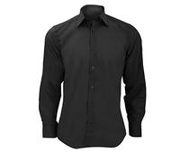Russell Collection Mens Long Sleeve Poly-Cotton Easy Care Tailored Poplin Shirt (M) (Black)