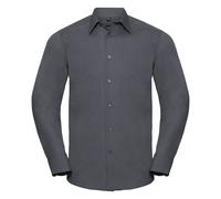 Russell Athletic Collection Mens Long Sleeve Poly-Cotton Easy Care Tailored Poplin Shirt (Convoy Grey) - Multicolour - Size Large