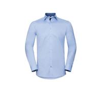 Russell Collection Men's Long Sleeve Tailored Contrast Herringbone Shirt