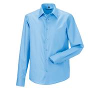 (18.5inch, Bright Sky) Russell Collection Mens Long Sleeve Tailored Ultimate Non-Iron Shirt
