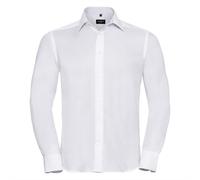 Russell Athletic Collection Mens Long Sleeve Ultimate Non-Iron Shirt (White) Cotton - Size 17.5 inch
