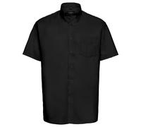 Russell Collection Men's Oxford Easy-Care Short-Sleeved Shirt in Black | Size: 17.5 in Russell Collection Black 17.5 in