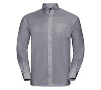 Russell Collection Men's Oxford Long-Sleeved Formal Shirt in Silver | Size: 16 inches Russell Collection Silver 16 inches