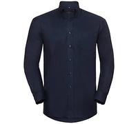 Russell Collection Mens Oxford Shirt - Button Down Collar, Bright Navy, 21inch