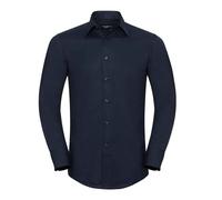 Russell Collection Mens Oxford Tailored Long-Sleeved Formal 15.5in Bright Navy