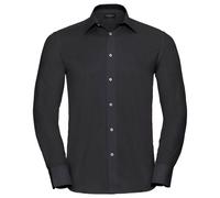 Russell Collection Men's Oxford Tailored Long-Sleeved Formal Shirt in Black | Size: 15.5 in Russell Collection Black 15.5 in
