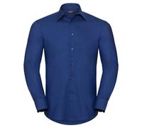 Russell Collection Men's Oxford Tailored Long-Sleeved Shirt in Navy | Size: Medium Russell Collection Navy M
