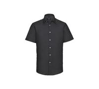 Russell Collection Men's Oxford Tailored Short-Sleeved Shirt in Black | Size: 18.5 in Russell Collection Black 18.5 in