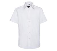 Russell Collection Men's Plain Oxford Easy-Care Short-Sleeved Shirt in White | Size: 15.5 in Russell Collection White 15.5 in