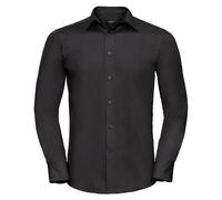 Russell Collection Men's Polycotton Tailored Long-Sleeved Shirt in Black | Size: Large Russell Collection Black L