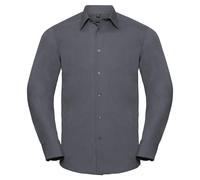 Russell Collection Men's Polycotton Tailored Long-Sleeved Shirt in Grey | Size: Small Russell Collection Grey S