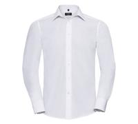 Russell Collection Men's Polycotton Tailored Long-Sleeved Shirt in White | Size: Large Russell Collection White L
