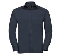 Russell Athletic Collection Mens Poplin Easy-Care Long-Sleeved Shirt (French Navy) - Size Large