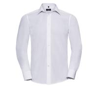 Russell Collection Men's Poplin Easy-Care Tailored Long-Sleeved Shirt in White | Size: 3XL Russell Collection White 3XL