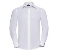 Russell Collection Men's Poplin Easy-Care Tailored Long-Sleeved Shirt in White | Size: 4XL Russell Collection White 4XL