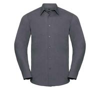 Russell Collection Men's Poplin Tailored Long-Sleeved Shirt in Grey | Size: 3XL Russell Collection Grey 3XL