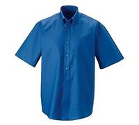Russell Collection Mens Short Sleeve Easy Care Oxford Shirt (17.5inch) (Oxford Blue)