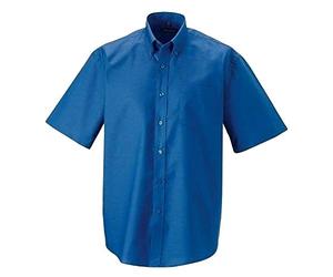 Russell Collection Mens Short Sleeve Easy Care Oxford Shirt (17.5inch) (Oxford Blue)
