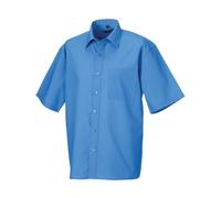 Russell Collection Mens Short Sleeve Poly-Cotton Easy Care Poplin Shirt (17) (Corporate Blue)