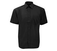Russell Collection Mens Short Sleeve Poly-Cotton Easy Care Poplin Shirt (18.5) (Black)