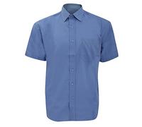 Russell Collection Mens Short Sleeve Poly-Cotton Easy Care Poplin Shirt (18.5) (Corporate Blue)